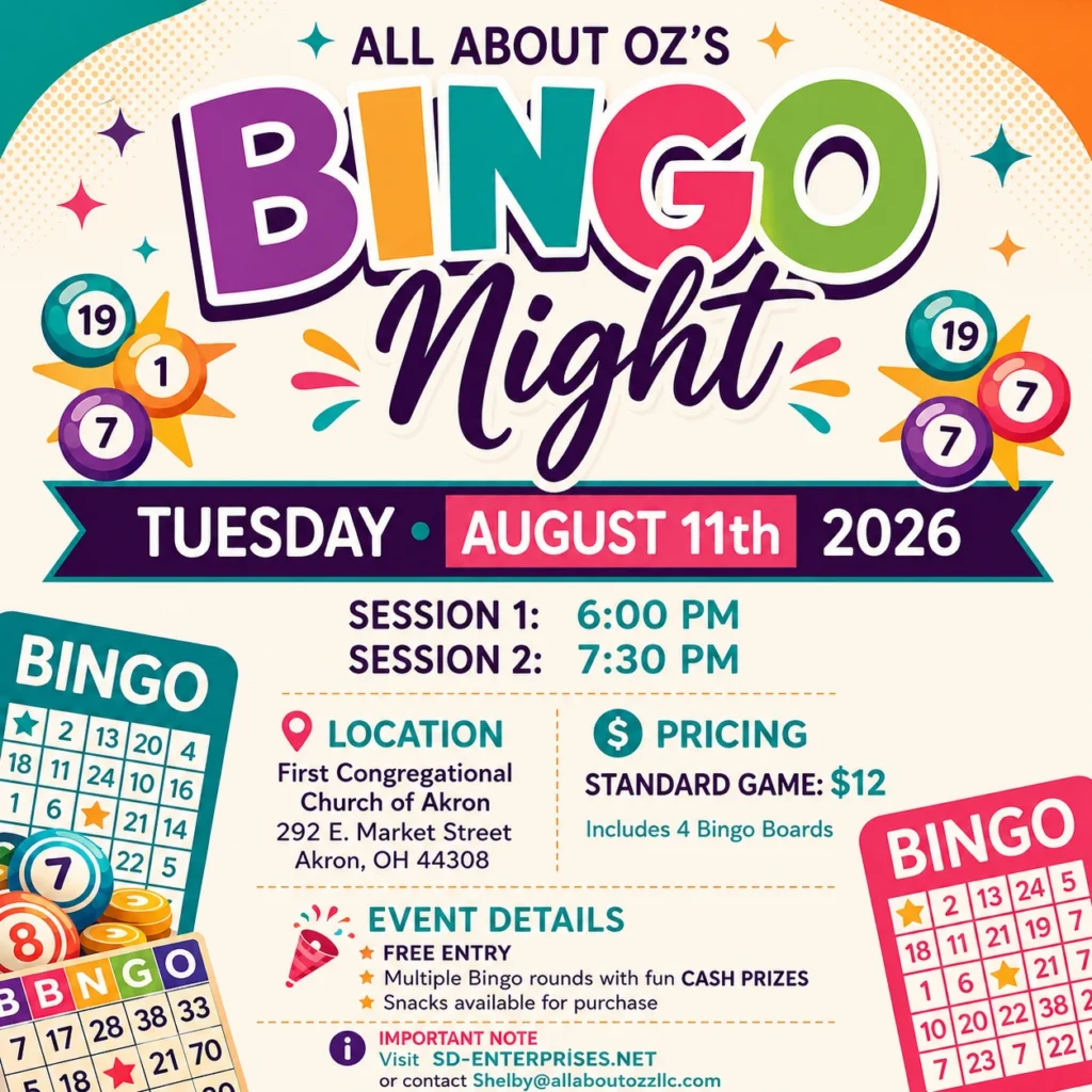 All About Oz Cash Bingo Night!
