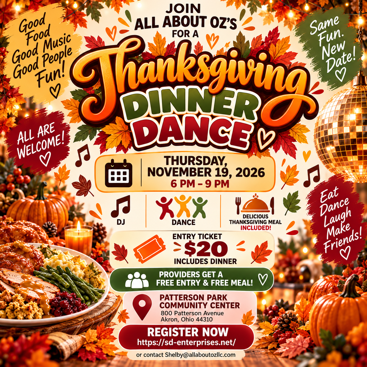 Thanksgiving Dinner Dance Nov 19 26